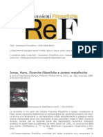 ReF - Jonas, Hans, Ricerche Filosofiche e Ipotesi Metafisiche