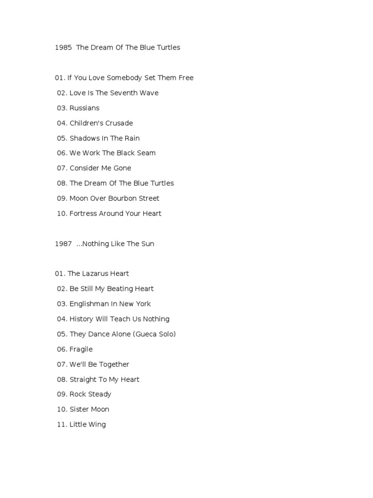 Sting Discography PDF Leisure Entertainment (General)