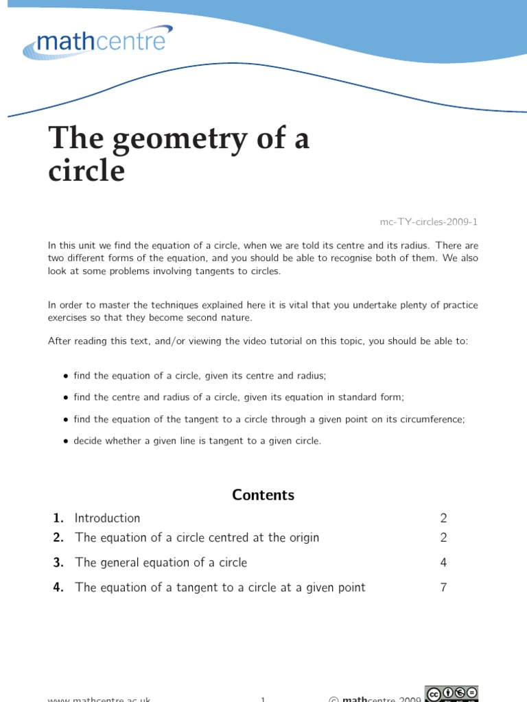 Understanding Circle Equations and Tangents | PDF | Teaching Methods ...