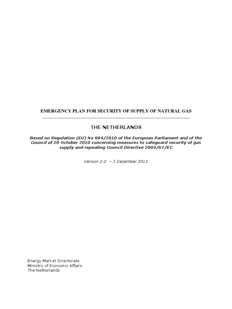 Netherlands Natural Gas Emergency Plan | PDF | Crisis Management ...