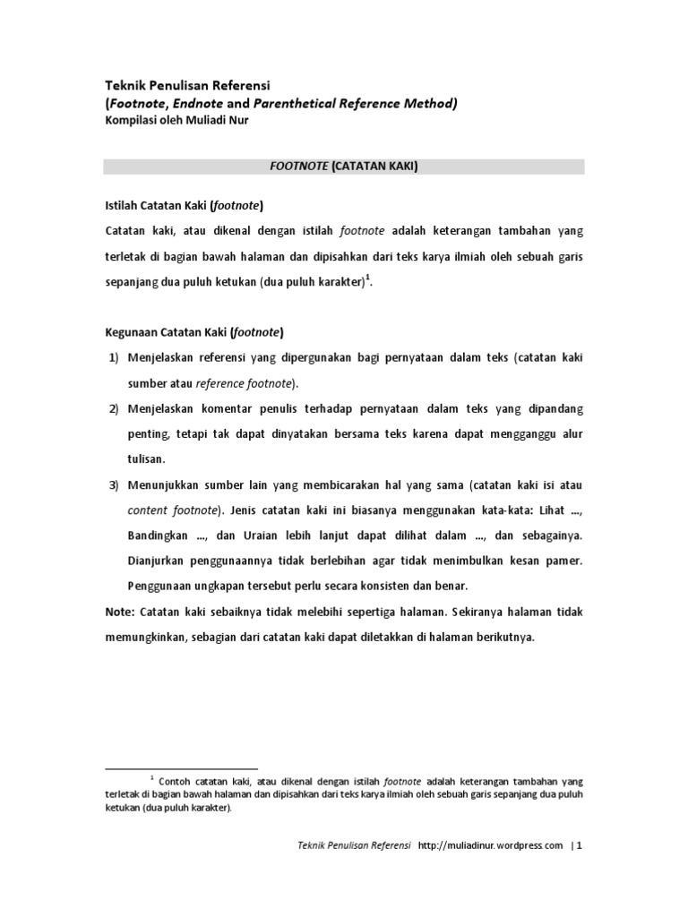 Teknik Penulisan Footnote Wawancara | PDF | Seni & Disiplin Bahasa ...