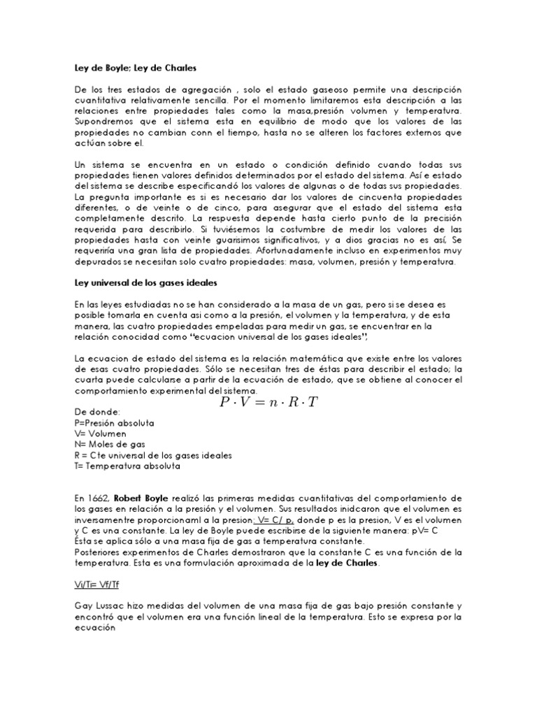 Leyes de los Gases: Boyle y Charles | PDF | Gases | Ciencias fisicas