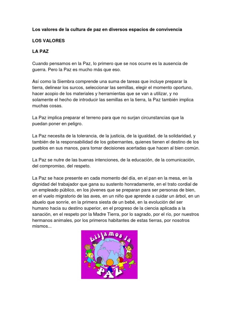 Valores de la Cultura de Paz en Guatemala | PDF | Derechos humanos ...
