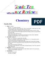 Grade Ten: Science Exam Notes