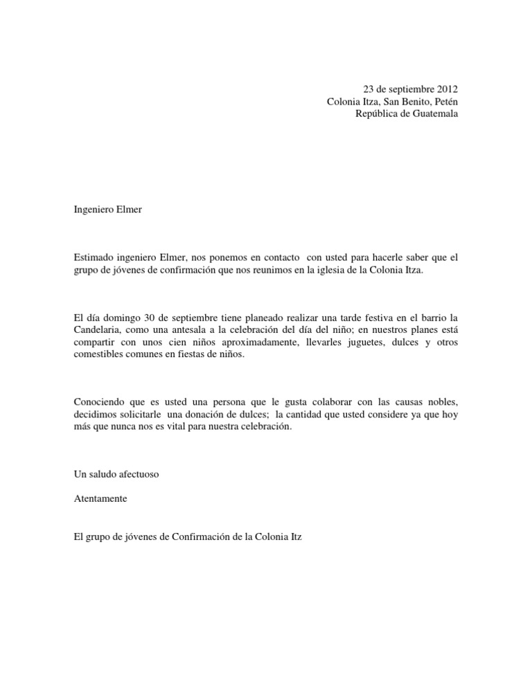 Modelo De Carta Para Solicitar Colaboracion  Vários Modelos