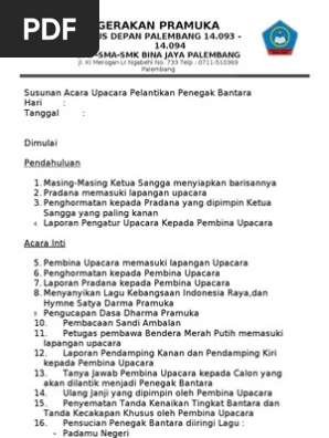 Susunan Acara Pelantikan