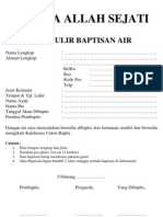 Gereja Allah Sejati - Formulir Baptisan Air