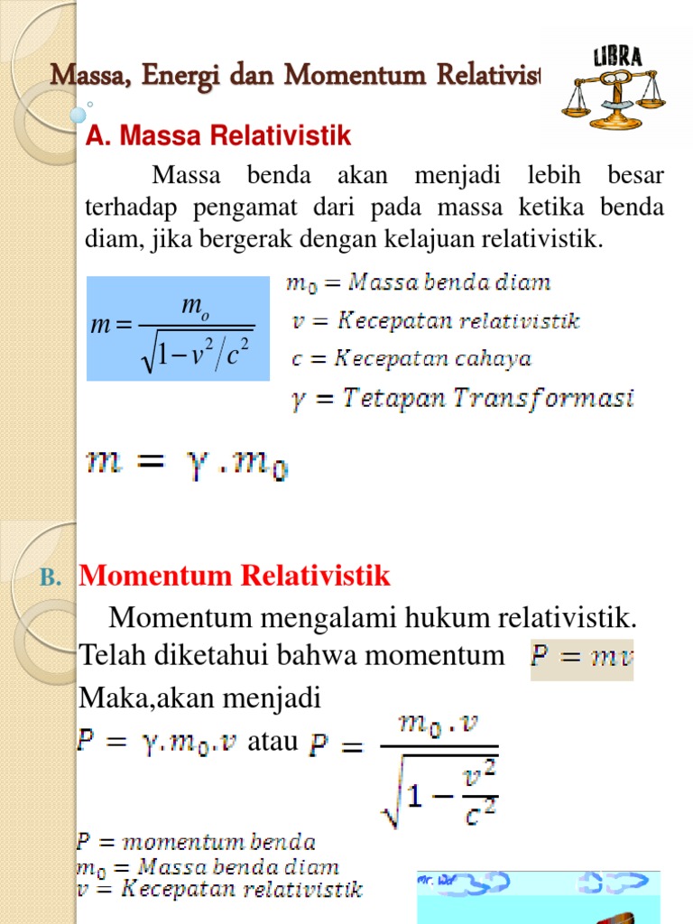 Massa Energi Dan Momentum Relativistik Presentasi