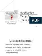 Introduc2on Merge Sort (Pseudocode: Design and Analysis of Algorithms I