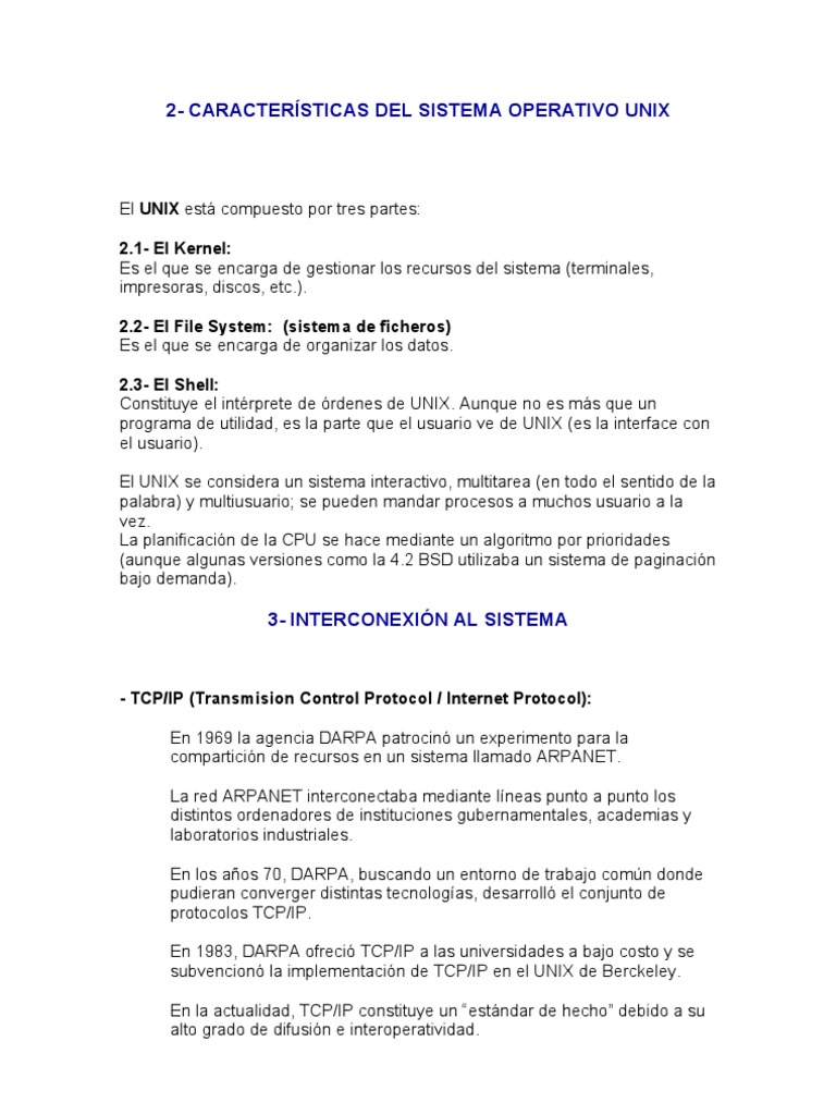 Caracteristicas de Unix | PDF | Sistema de archivos | Archivo de ...