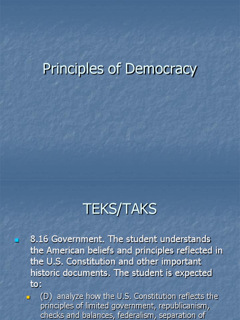 Principles of Democracy Collins 2 Separation Of Powers United