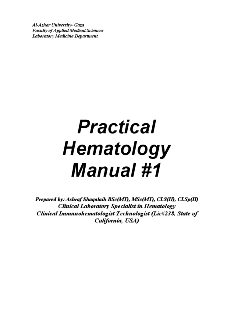 Practical Hematology Manual 1 PDF Staining Anemia