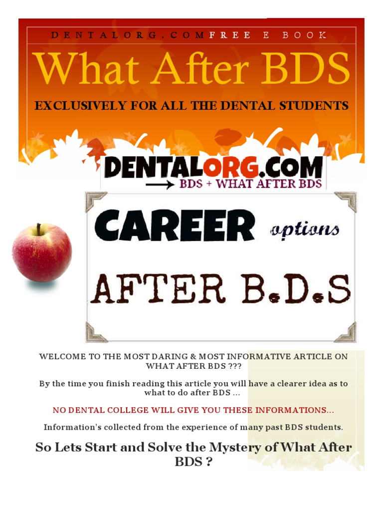 WHAT AFTER BDS CAREER OPTIONS Dental Degree Dentistry