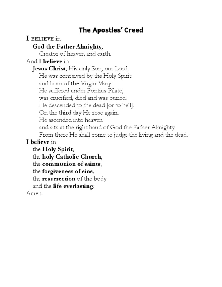 The Apostles' Creed I believe in God the Father Almighty, - ppt download