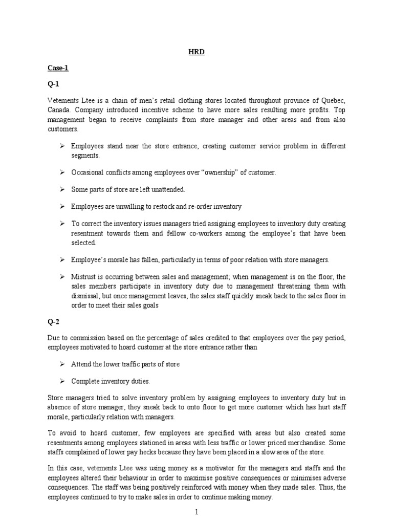 Case Study | PDF | Work–Life Balance | Employee Retention