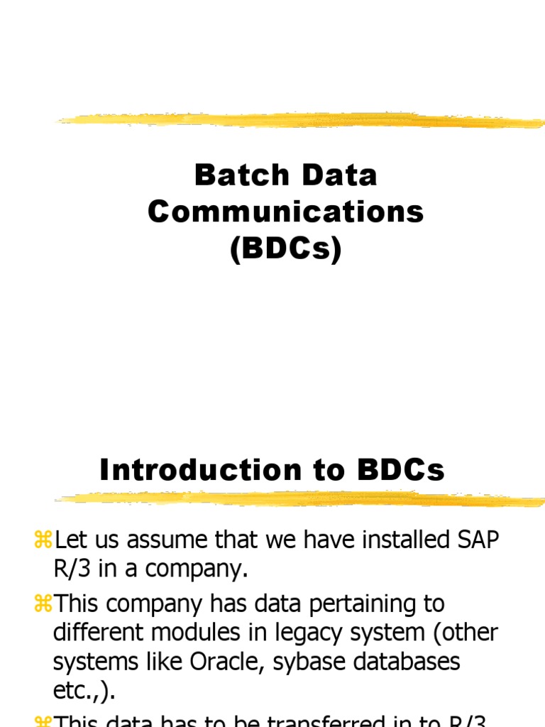 SAP BDC: Data Transfer Overview | PDF