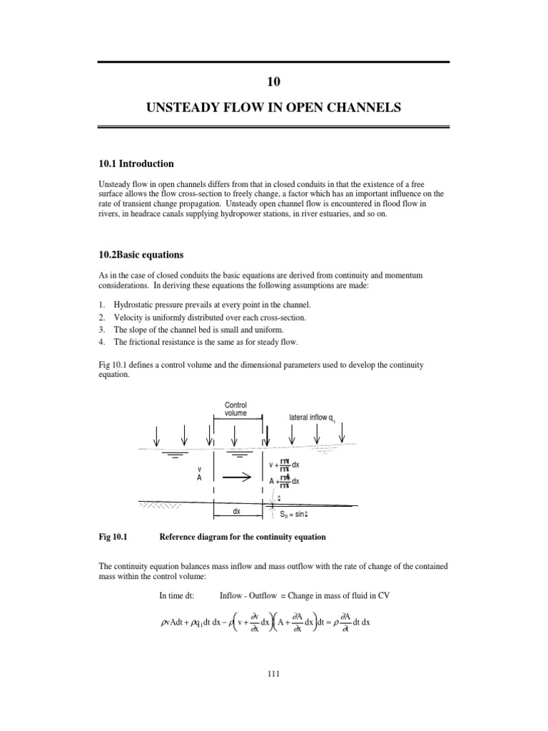 Unsteady Flow in Open Channels | PDF | Fluid Dynamics | Waves