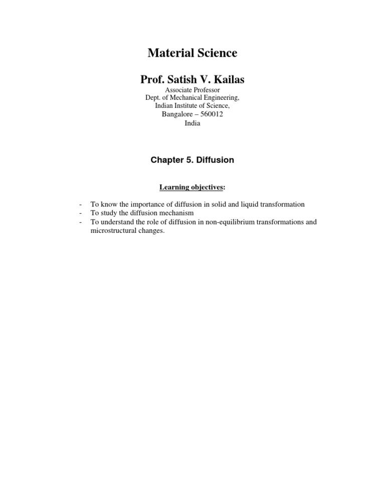 Diffusion in Material Science | PDF