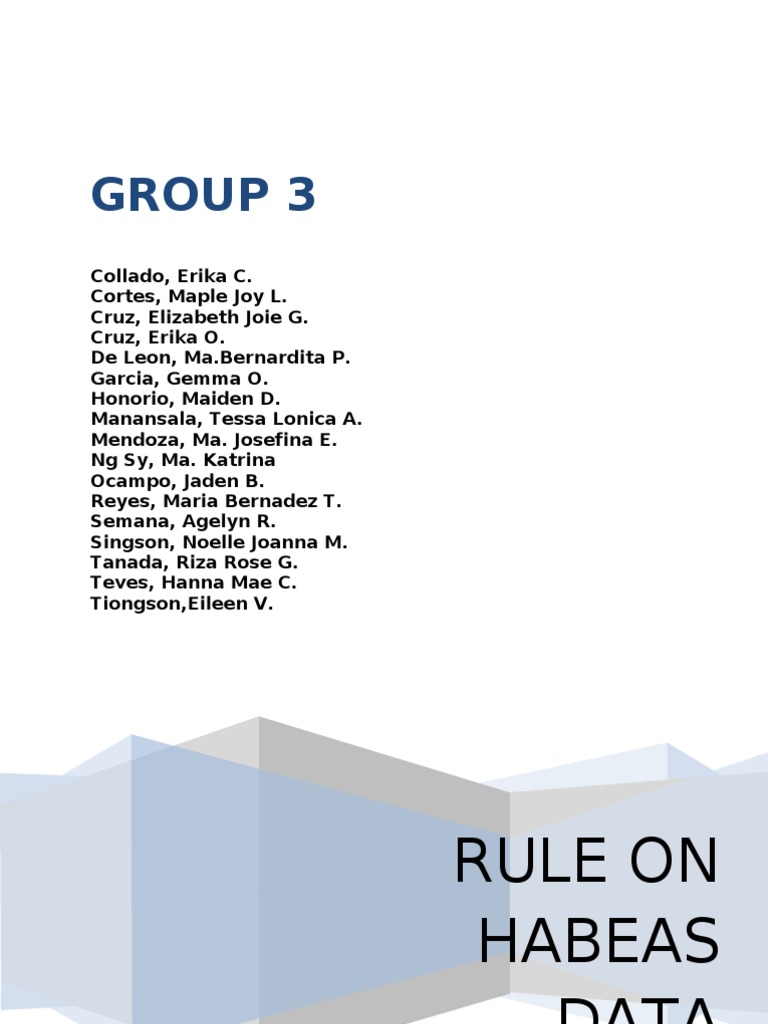 Rule on the writ of habeas data pdf habeas corpus privacy