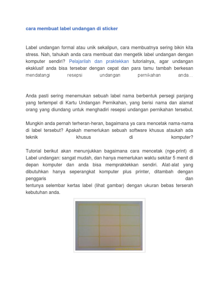 Cara Membuat Label Undangan Di Sticker