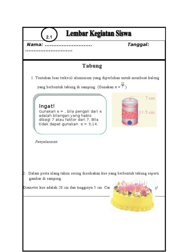Lks 2 Bangun Ruang Sisi Lengkung