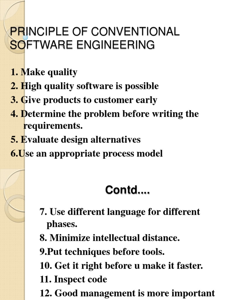 Principle of Conventional Software Engineering