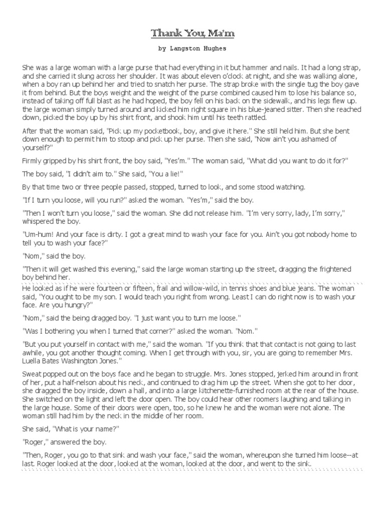 Thank You, Ma'am by Langston Hughes PDF