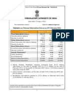 Telecom Regulatory Authority of India: Highlights On Telecom Subscription Data As On 29 February 2012