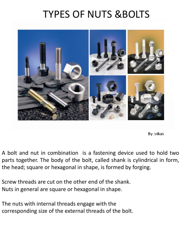 Types of Nuts and Bolts Nut (Hardware) Screw