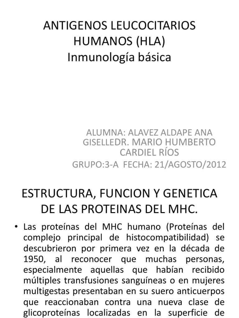 Antigenos Leucocitarios Humanos (Hla)