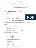 Puntos de Corte Con Los Ejes