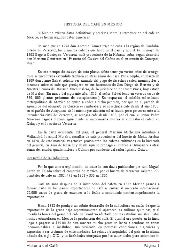 Historia del café en mexico café