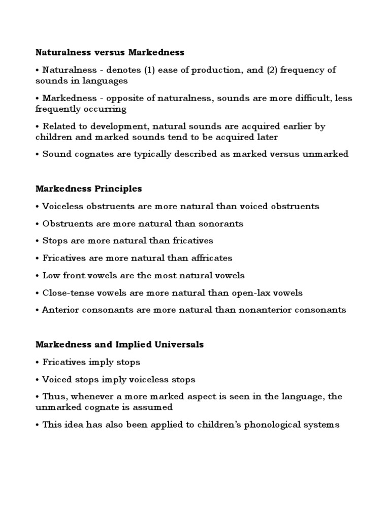 Naturalness and Markedness in Phonology | PDF | Language Arts & Discipline