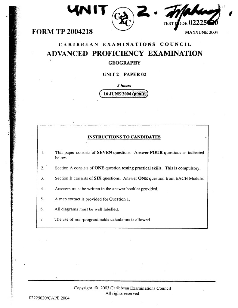 Geo Unit 2 Past Papers Ocr PDF