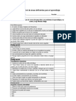 Hoja de Control de Areas Deficientes para El Aprendizaje