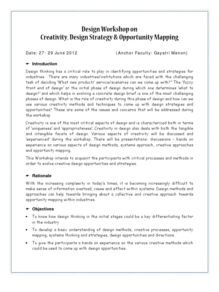 Design Workshop: Creativity & Strategy | PDF | Design Methods | Design