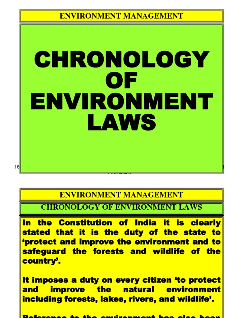 Chronology of Environment Laws Environmental Law Pollution