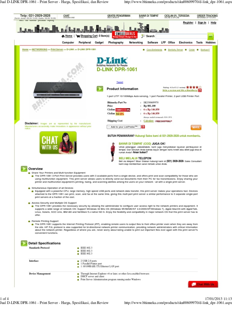 Jual DLINK DPR1061 Print Server Harga, Spesifikasi, Dan Review