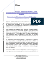 INTERVENCIÓN DE LA ALCALDESA EN LA MESA REDONDA EL PLAN DE GESTIÓN DEL PAISAJE CULTURAL DE ARANJUEZ