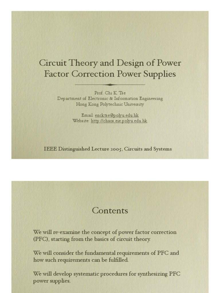 Circuit Theory and Design of Power Factor Correction Power Supplies | PDF