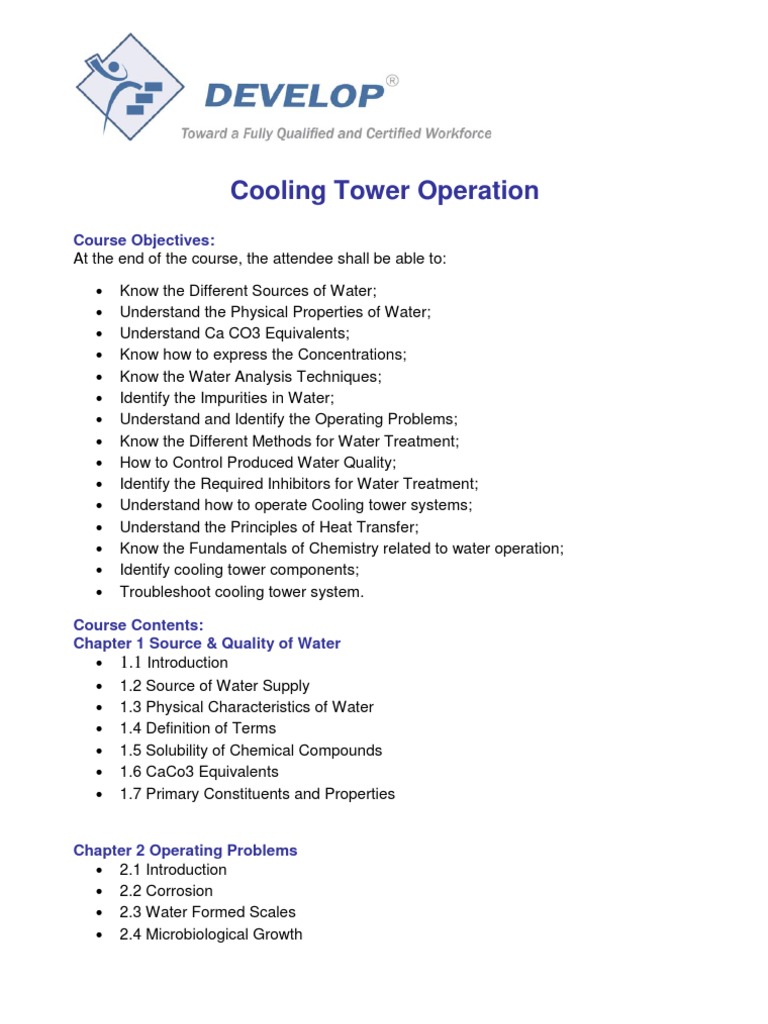 Cooling Tower Operation - 5 Days | PDF | Chemical Compounds | Chemistry