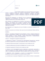 Reglamento para El Registro, Control y Vigilancia de Poductos Farmaceuticos y Afines PDF