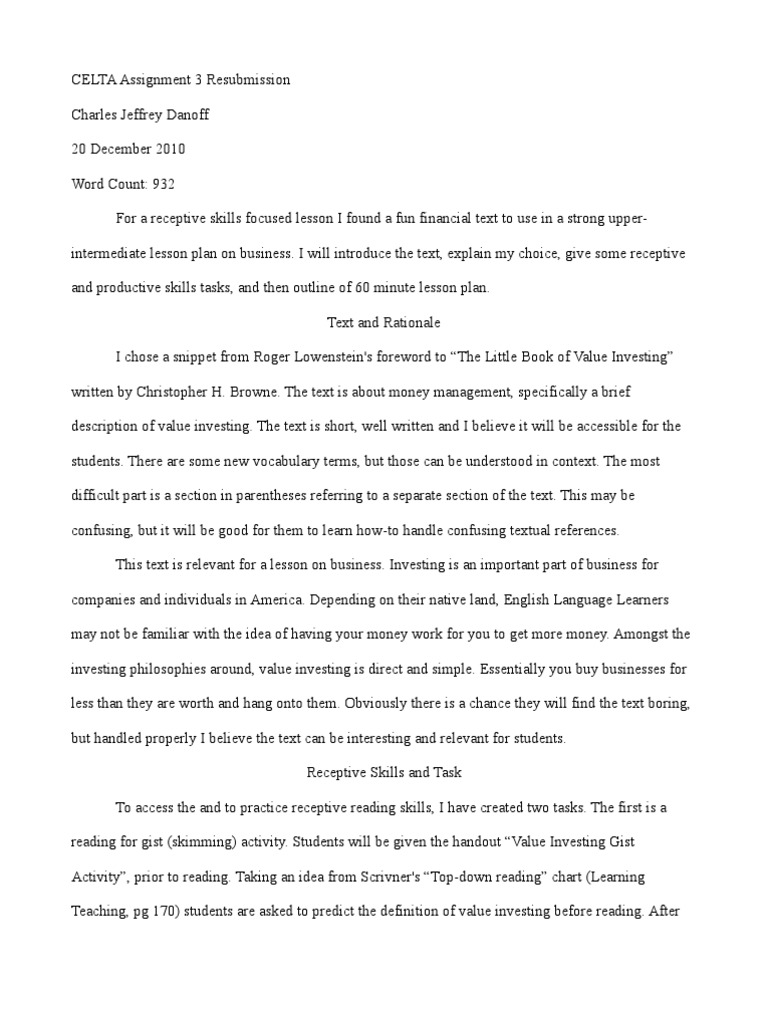 Celta assignments image