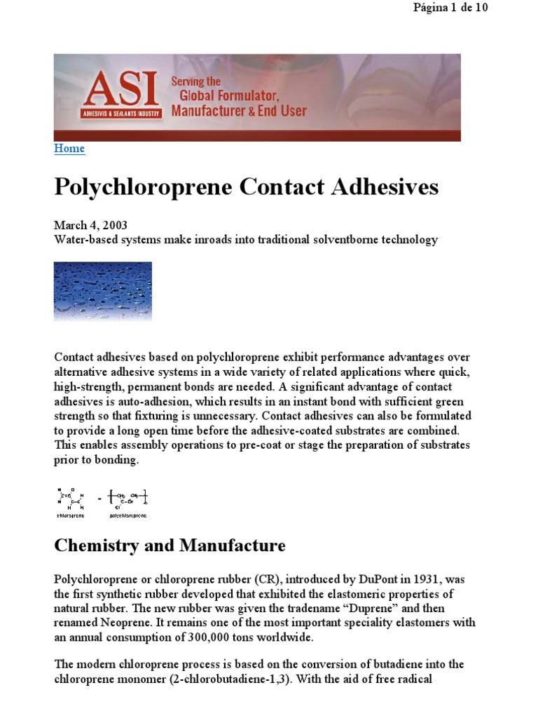 Polychloroprene Cont PDF Adhesive Natural Rubber
