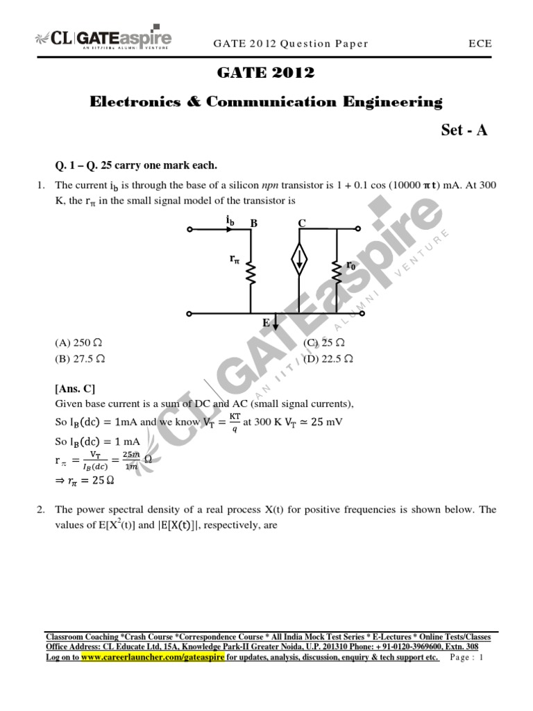 gate papers Electrical Engineering Electronics