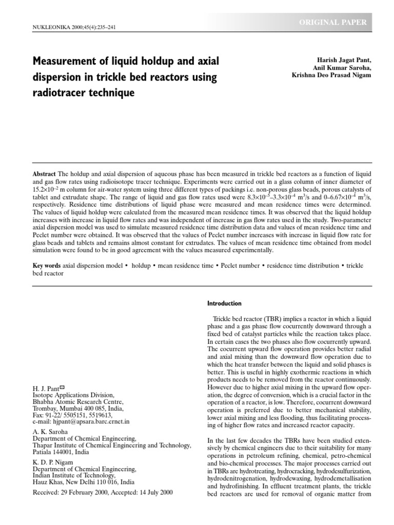 Trickle Bed Reactor Performance Analysis | PDF | Physical Sciences ...