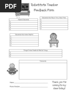 Substitute Teacher Feedback Form