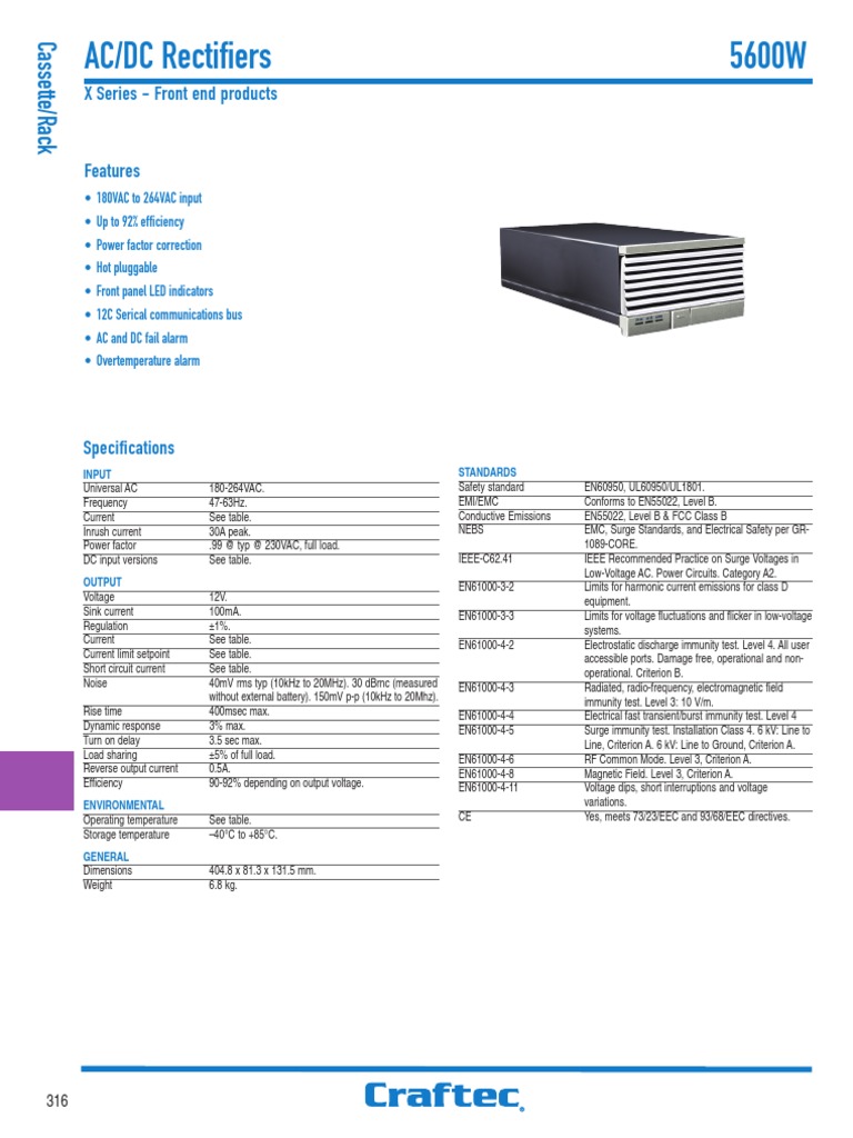 Eltek Valere X Series Rectifier Voltage Rectifier