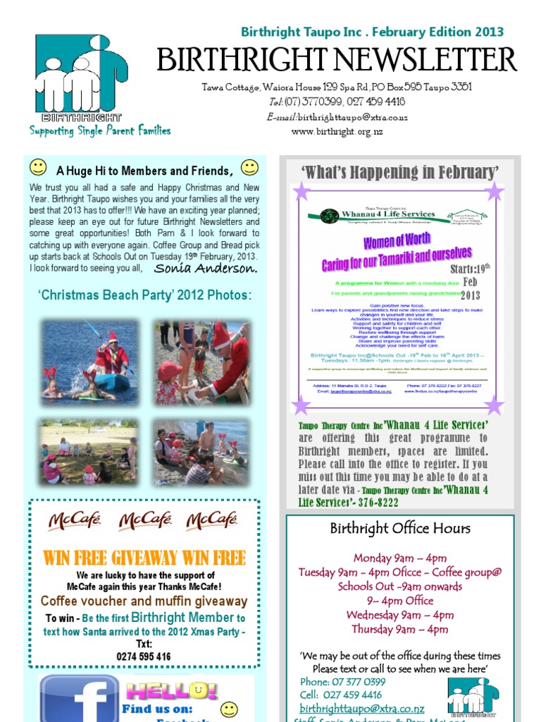 Birthright Taupo Support for Families | PDF | Foods | Cuisine