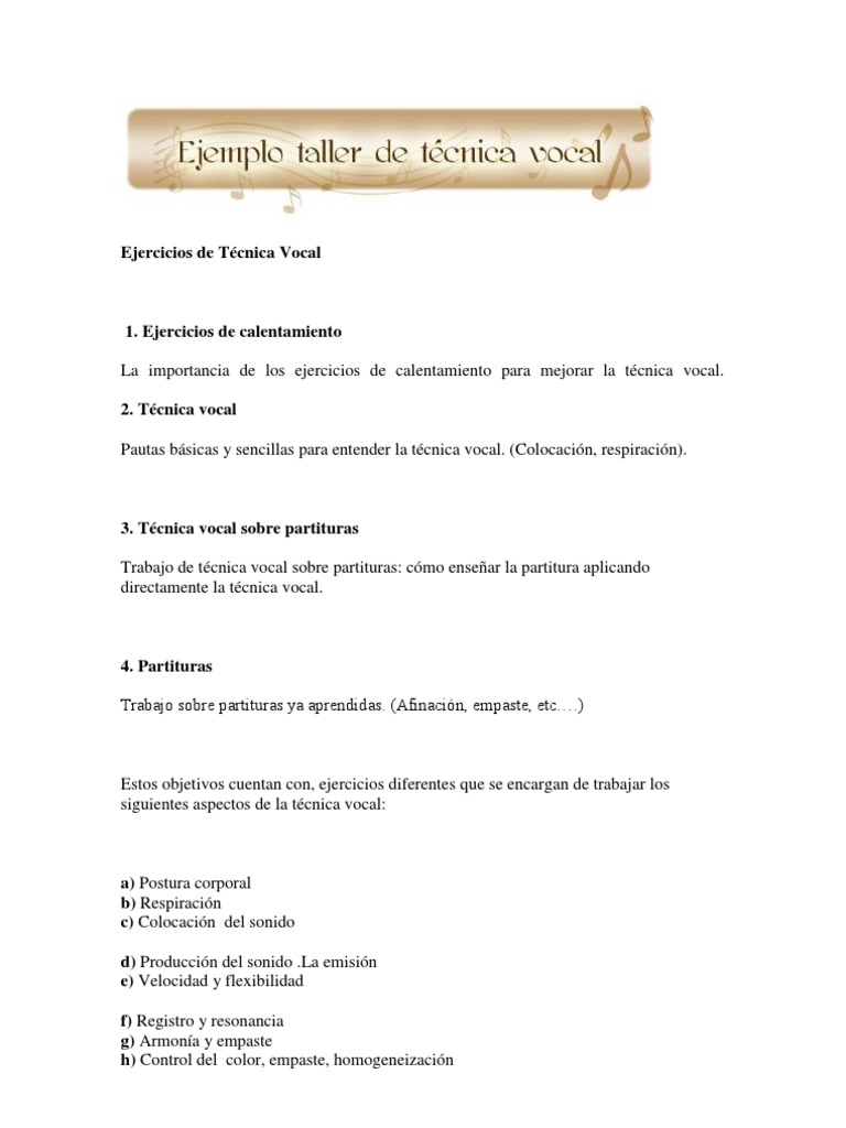 Ejercicios de Técnica Vocal Esenciales | PDF | Vocal | Sonido